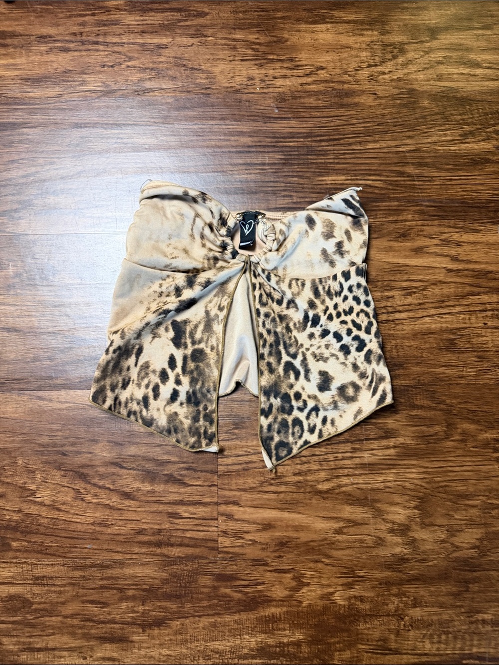 Windsor Leopard Print Strapless Shorts - Beige & Black